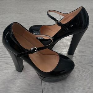 SHISHANGJINZI ROUND-TOE STOCK HEEL MARY JANE PUMP